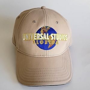 UNIVERSAL STUDIOS FLORIDA KHAKI BASEBALL CAP WITH GL🌎BE LOGO